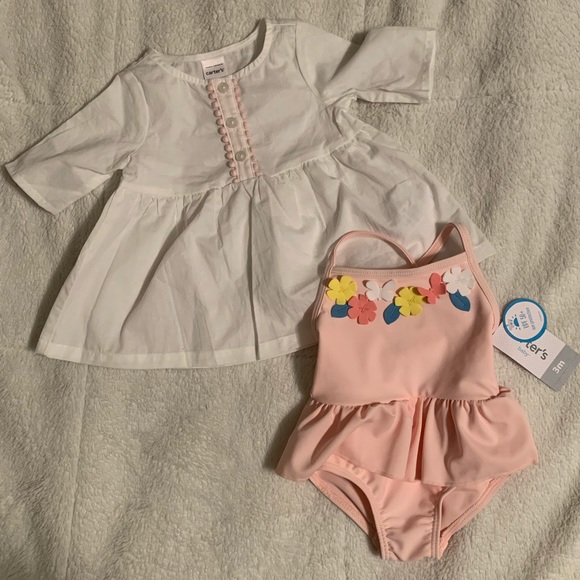 Carter's Baby Girl White Swim Robe main image 1